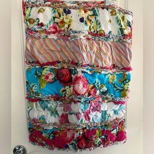 Pottery Barn Teen Floral Ribbons print patterned Standard Sham Quilted Ruffled